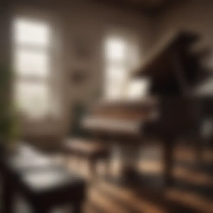 Abandoned piano in a dimly lit room