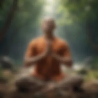 A person meditating in a peaceful environment