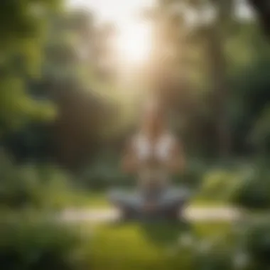 A person engaging in yoga amidst a quiet garden