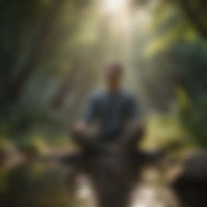 Person meditating in a serene setting