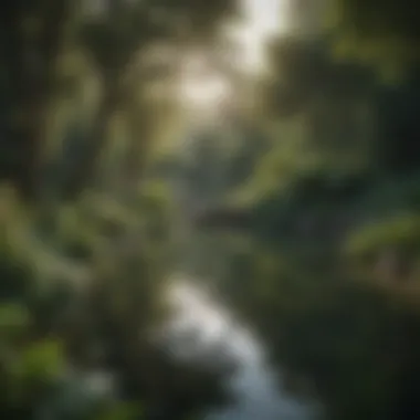 Lush greenery and tranquil pond in a botanical garden