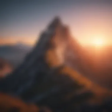 Majestic mountain peak with glowing sunrise