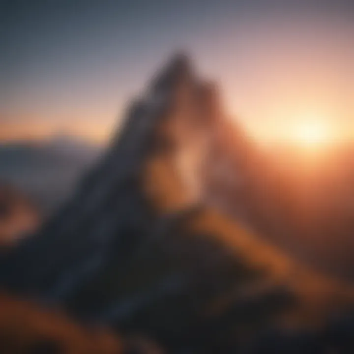 Majestic mountain peak with glowing sunrise