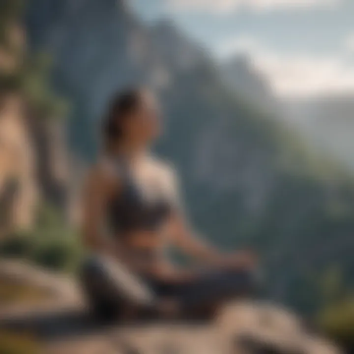 Yoga practitioner in a serene mountain setting