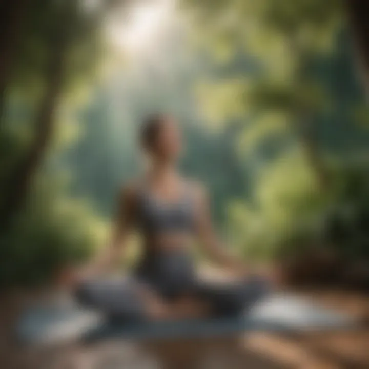 Illustration of a person practicing yoga in a peaceful nature setting