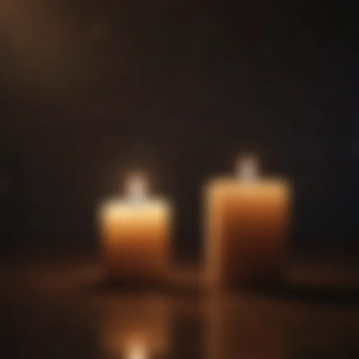 A comforting candle lit in a dark room, symbolizing hope.