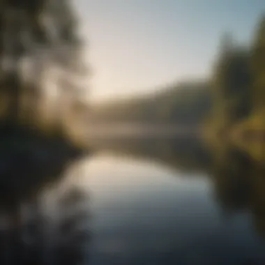 Embracing Tranquility A tranquil scene with a calm lake reflecting the surrounding trees, symbolizing mental clarity.