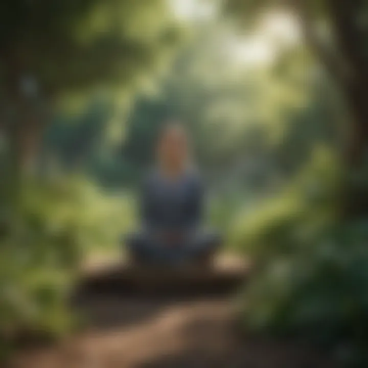 A person practicing mindfulness in a peaceful garden, illustrating the benefits of meditation.