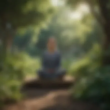 Mindfulness in Nature A person practicing mindfulness in a peaceful garden, illustrating the benefits of meditation.