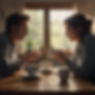 Connecting Over a Shared Moment A pair of individuals sharing thoughts over a cup of tea