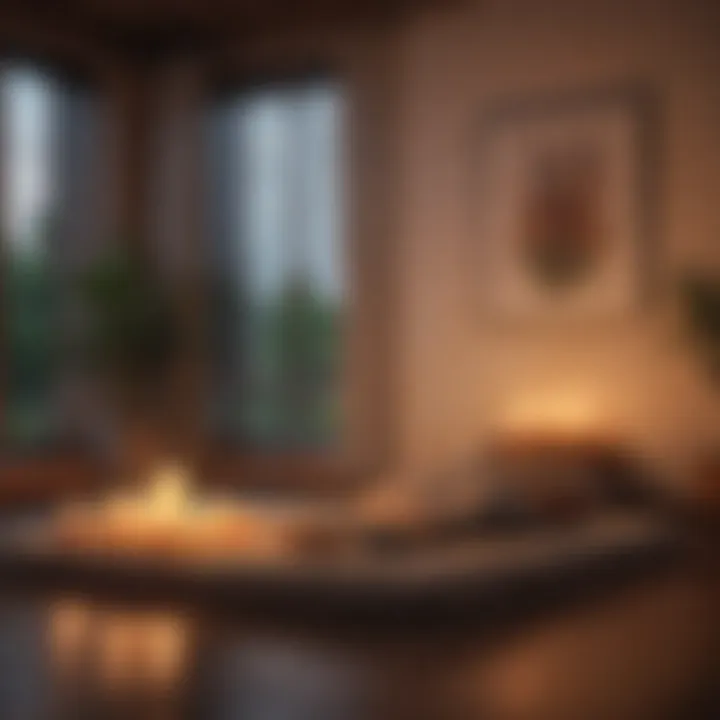 Illustration of a peaceful meditation room with candles and cushions