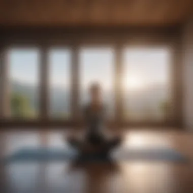 A tranquil scene showcasing yoga or meditation, representing mental resilience.