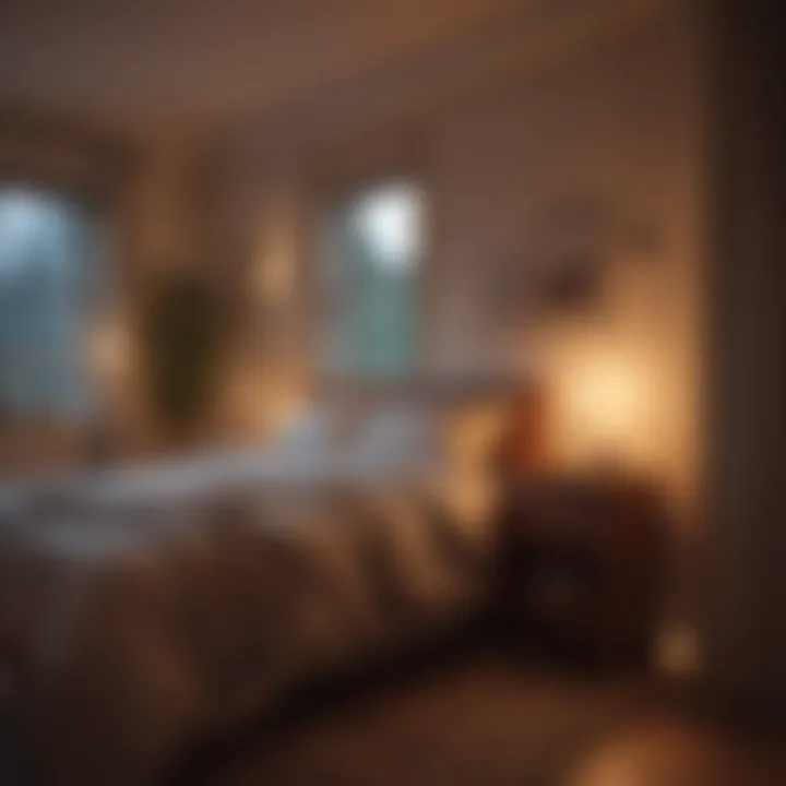 Illustration of a cozy bedroom with dim lighting and a flickering candle