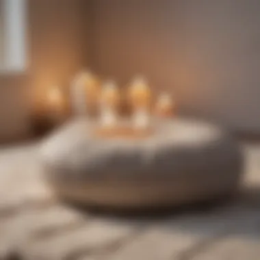 Cushion of Calm: The Essence of Meditation Close-up of a meditation cushion beside calming candles