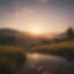 A peaceful sunrise over a tranquil landscape