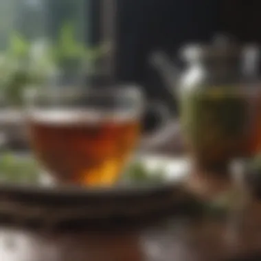 Freshly brewed herbal tea with calming ambiance