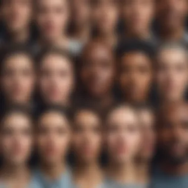 Mosaic of diverse faces in unity