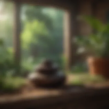 Cultivating Mindfulness in Morning Routines Meditative space with tranquil elements for mindfulness