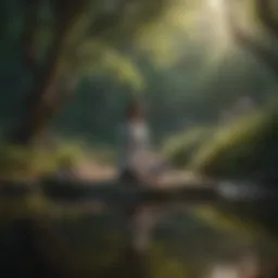 Woman meditating in serene natural setting