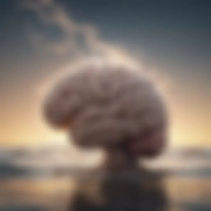 Illustration showing the brain with calming waves and balancing elements