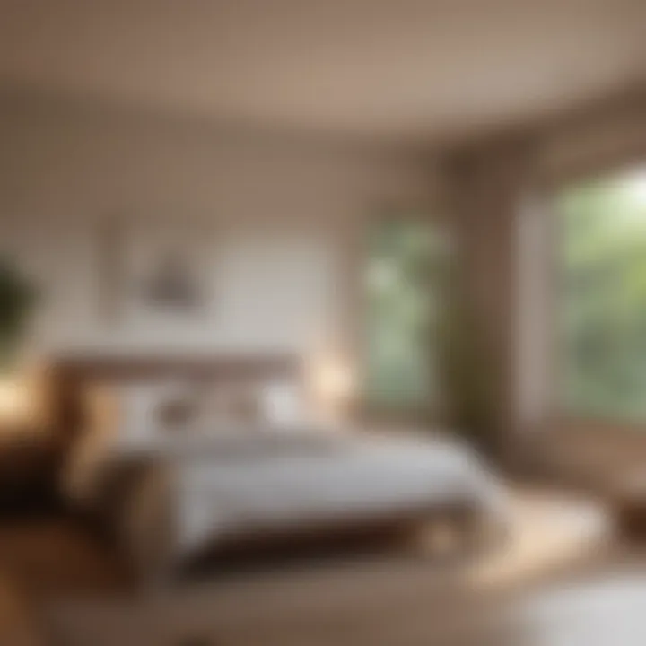 A serene bedroom setting with soft lighting for meditation