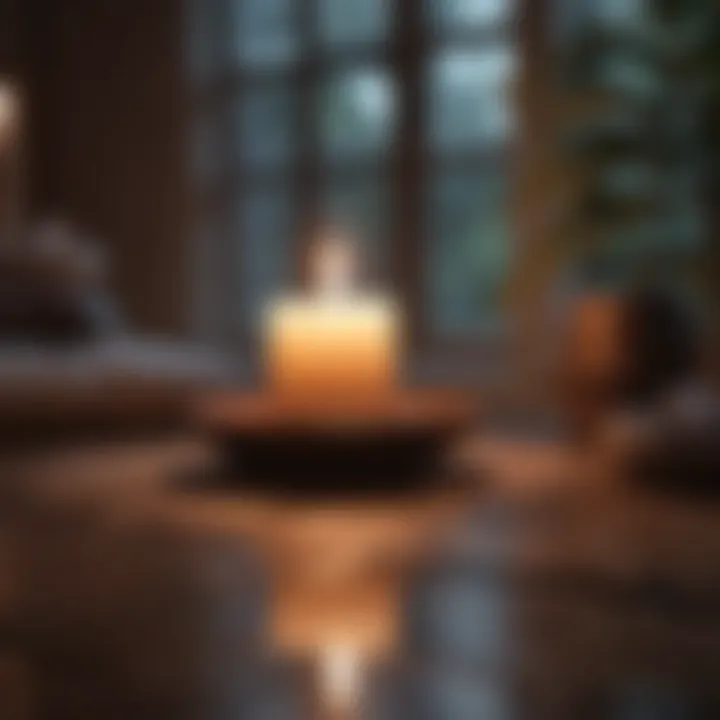 An open journal and candle for reflective meditation