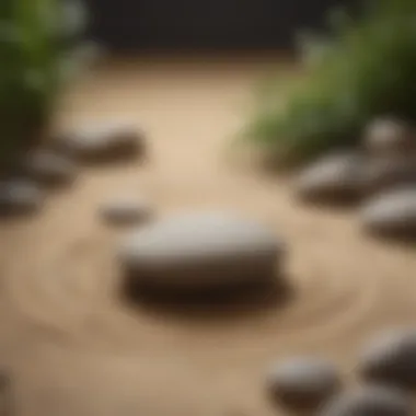 Zen garden with rocks and raked sand