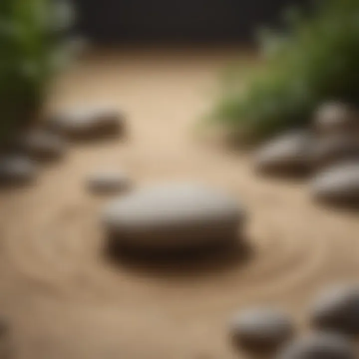 Zen garden with rocks and raked sand