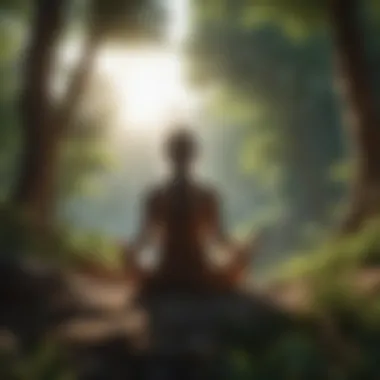 A person meditating surrounded by nature, symbolizing mindfulness.