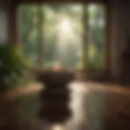 A serene meditation space adorned with natural elements