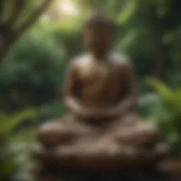 Enlightened Buddha statue in peaceful garden