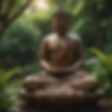 Enlightened Buddha statue in peaceful garden