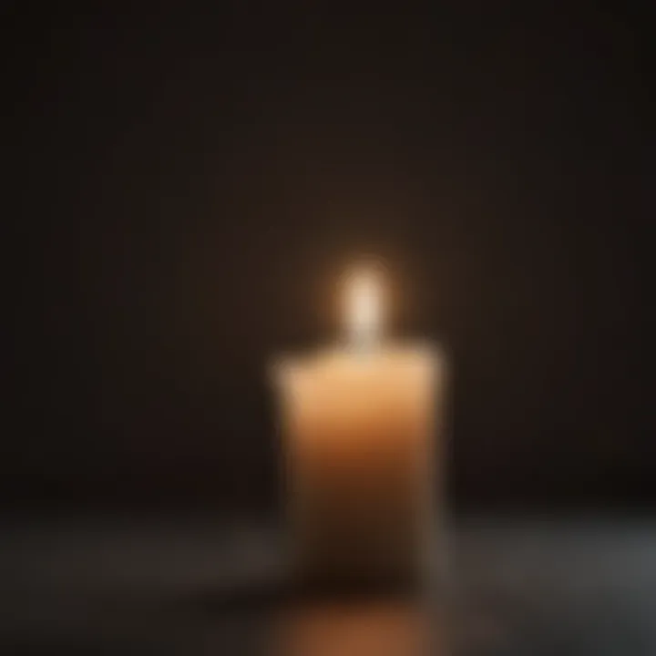 Minimalistic illustration of a single candle glowing in darkness