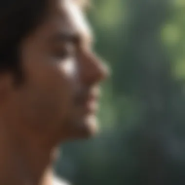 Close-up of a serene individual meditating in a peaceful environment