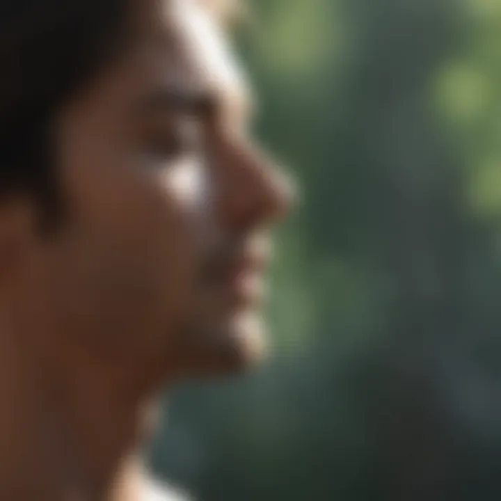 Close-up of a serene individual meditating in a peaceful environment