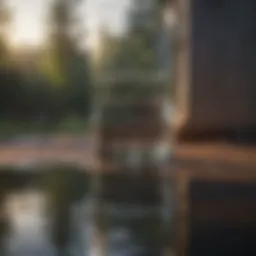 Reflection of water tank during meditation