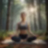 Woman practicing yoga in a serene forest setting