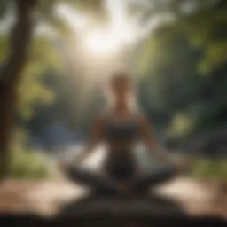 Woman practicing yoga meditation in serene nature
