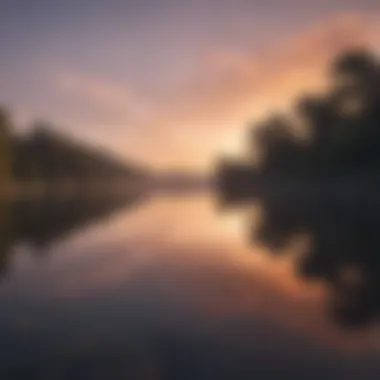 Calm sunset over peaceful lake