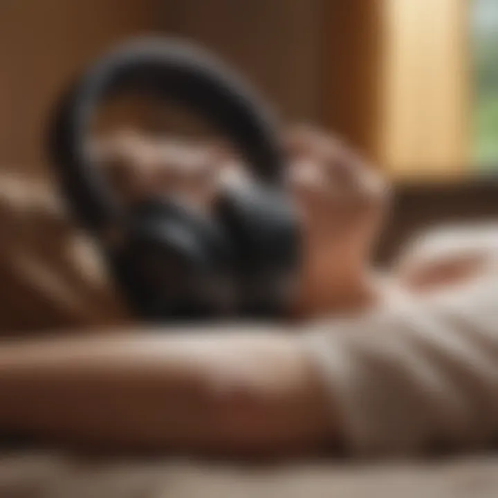 Person relaxing with headphones