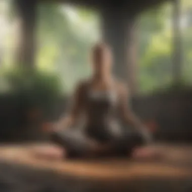 Creative depiction of mindfulness through a meditating figure in a peaceful environment