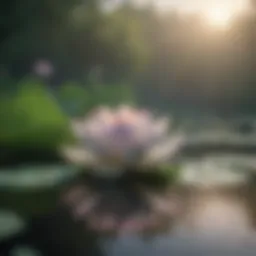 Illustration of a serene landscape with a lotus flower representing inner peace