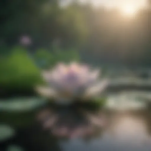 Illustration of a serene landscape with a lotus flower representing inner peace