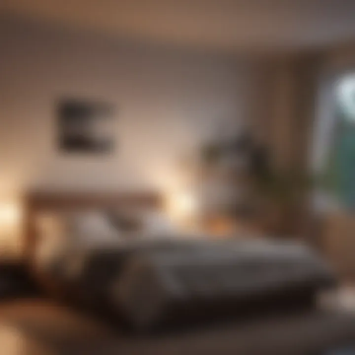 Cozy bedroom with dim lighting and peaceful ambiance
