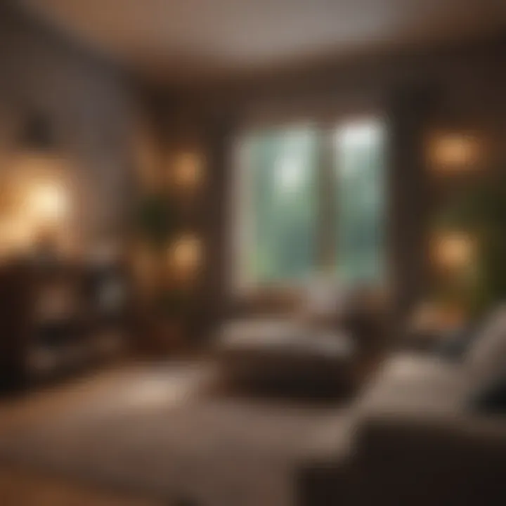 A cozy reading nook with soft lighting and calming decor