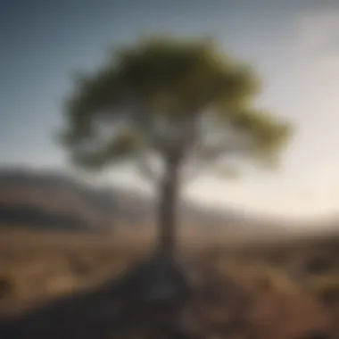 Resilience in Solitude: A solitary tree standing strong amidst a desolate landscape