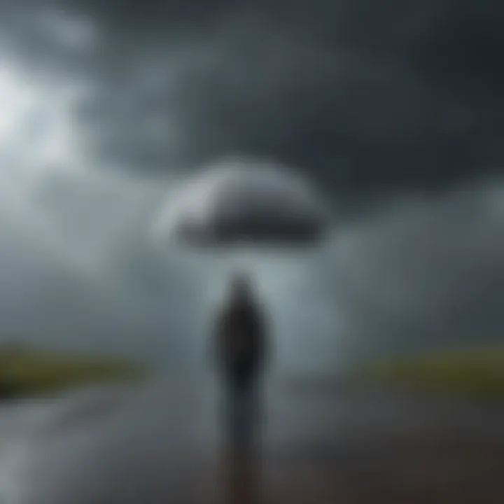 Rain cloud hovering over a person