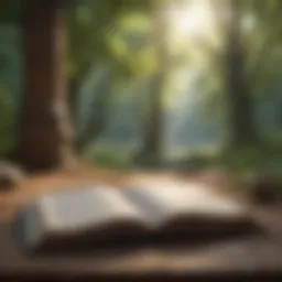 A serene scene of an open meditation book with a peaceful background
