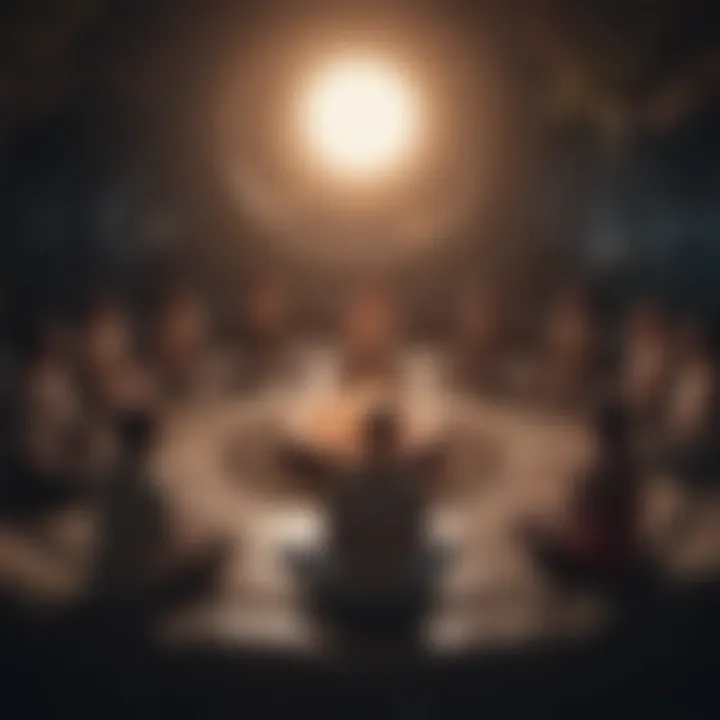 A circle of individuals sharing their mindfulness experiences.