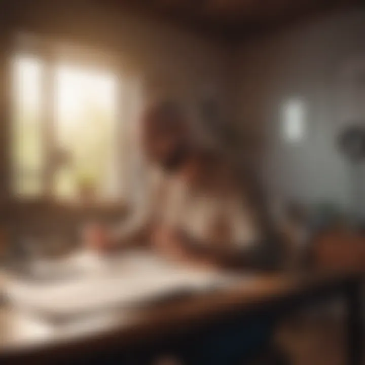 Individual engaging in a mindfulness exercise at a desk